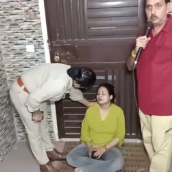 Daughter-in-law sitting outside in-laws flat
