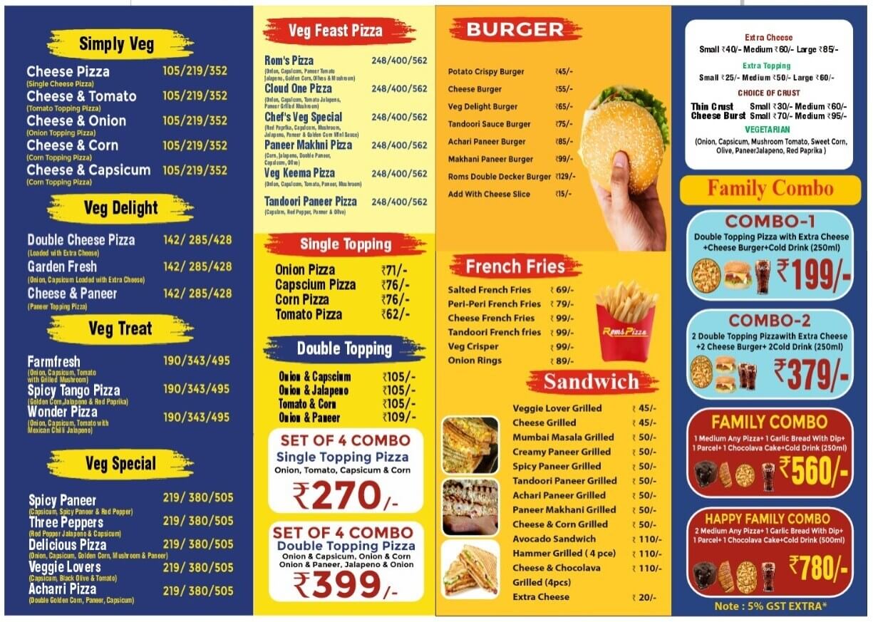 Roms Pizza Menu